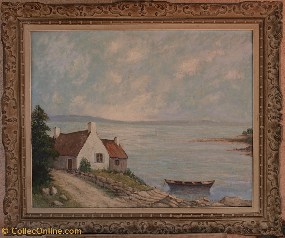 Maison de pêcheur / début années 1970 art antiquites peintures dessins maison de pecheur debut annees 1970