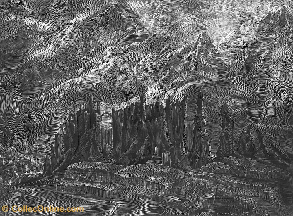 Alamut en ruines / 1957 art antiquites estampes gravures alamut en ruines 1957