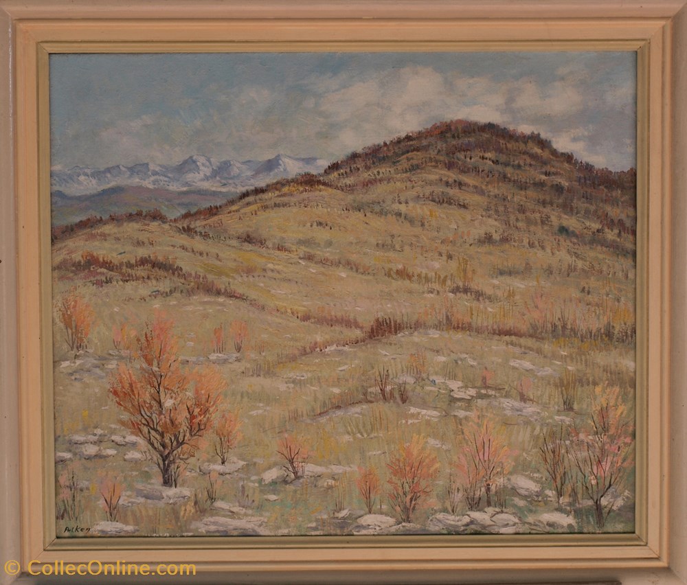 Colline sur lointain neige art antiquites peintures dessins colline sur lointain neige