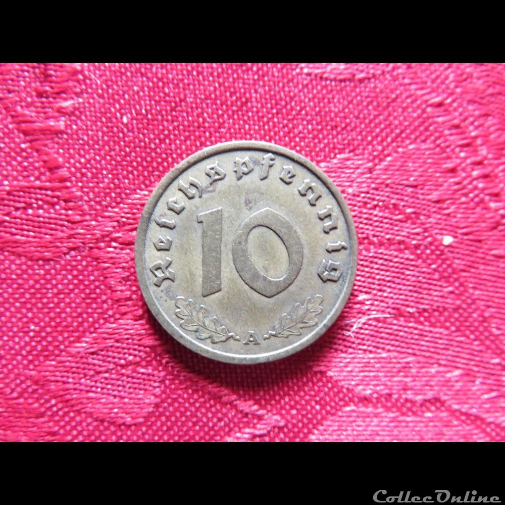 monnaie antique piece adolf hitler allemangne 10 de 1938