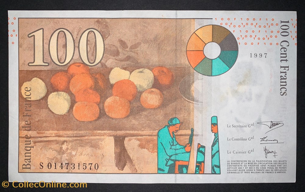 F.74.01 100 Francs Cézanne 1997 S.014731570 billets europe france f 74 01 100 francs cezanne 1997 s 014731570