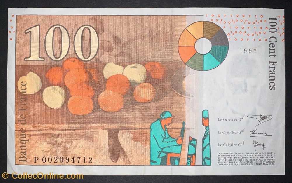F.74.01 100 Francs Cézanne 1997 P.002094712 billets europe france f 74 01 100 francs cezanne 1997 p 002094712