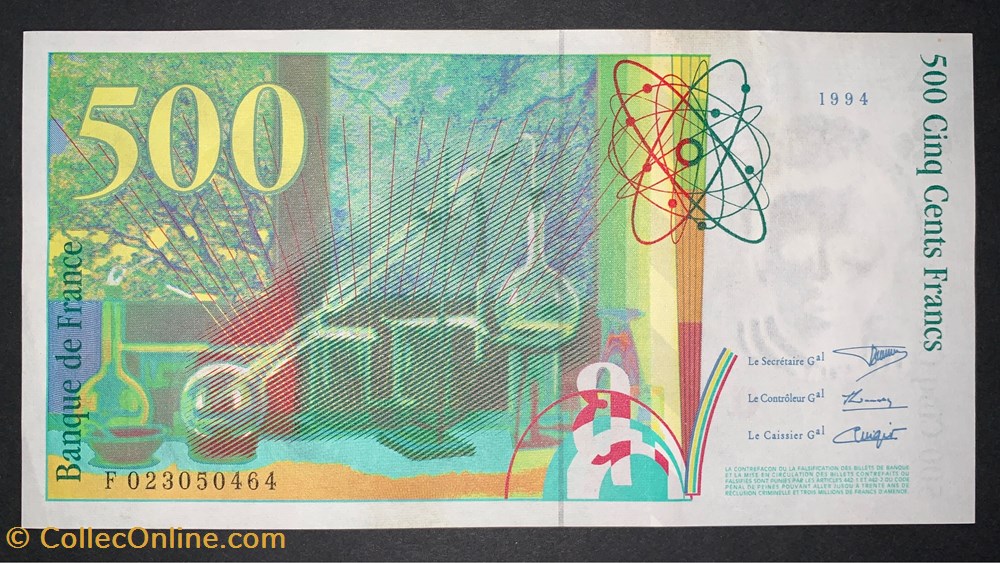 F.76.01 500 Francs Curie 1994 F.023050464 billets europe france f 76 01 500 francs curie 1994 f 023050464
