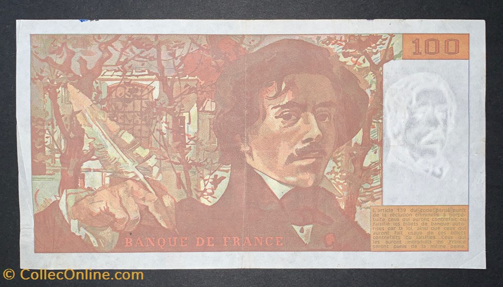 F.69bis.08 100 Francs Delacroix 1993 E.247 N°545857 billets europe france f 69bis 08 100 francs delacroix 1993 e 247 n 545857
