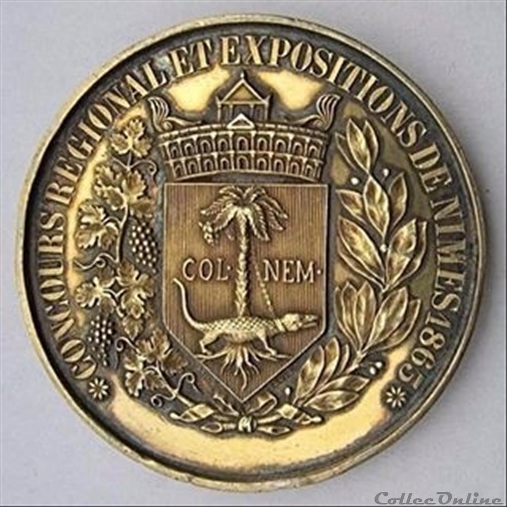 medaille france touristique concours regional et expositions de nimes 1865