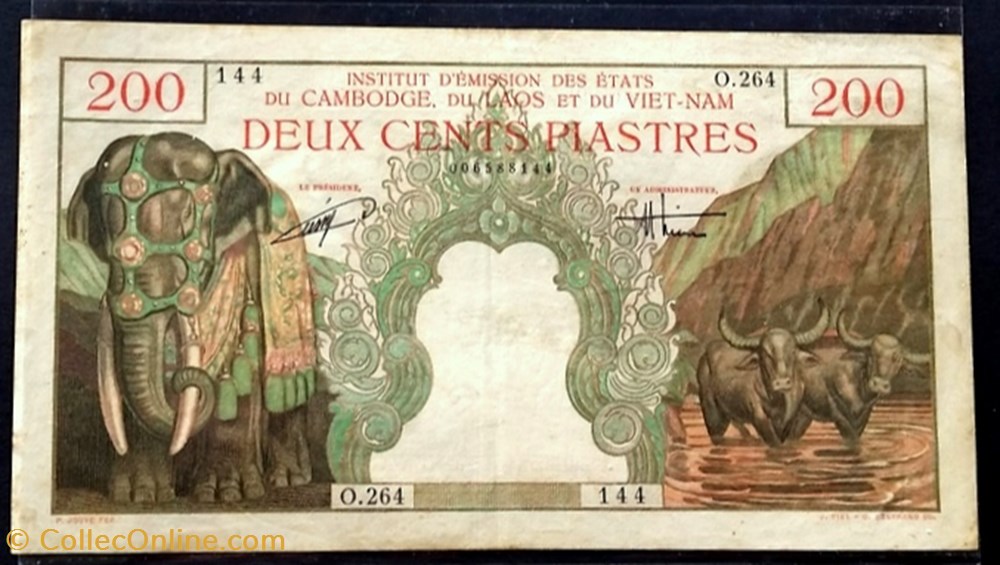 VIETNAM Indochine 200 Piastres 1953/54 P109 billets asie vietnam indochine 200 piastres 1953 54 p109