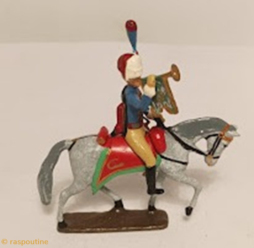 Trompette des Chasseurs à cheval 4 figurines historique epoque napoleonienne trompette des chasseurs a cheval
