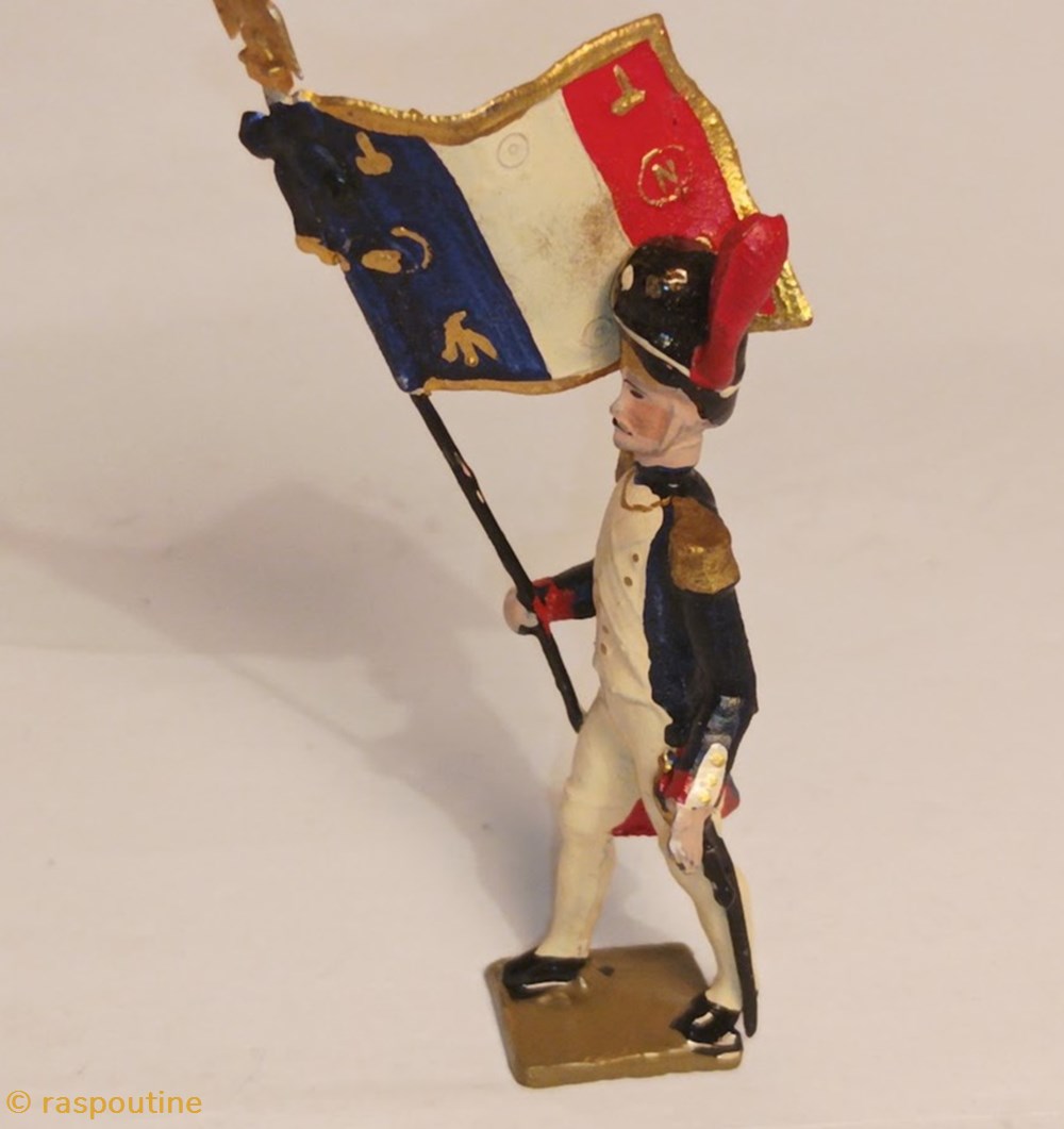 Drapeau des grenadiers de la garde, pied droit en avant 2 figurines historique epoque napoleonienne drapeau des grenadiers de la garde pied droit en avant