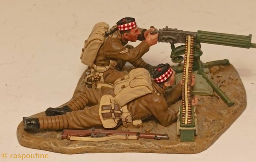 Mitrailleur écossais et son servant 1914 2 figurines historique premiere guerre mondiale mitrailleur ecossais et son servant 1914