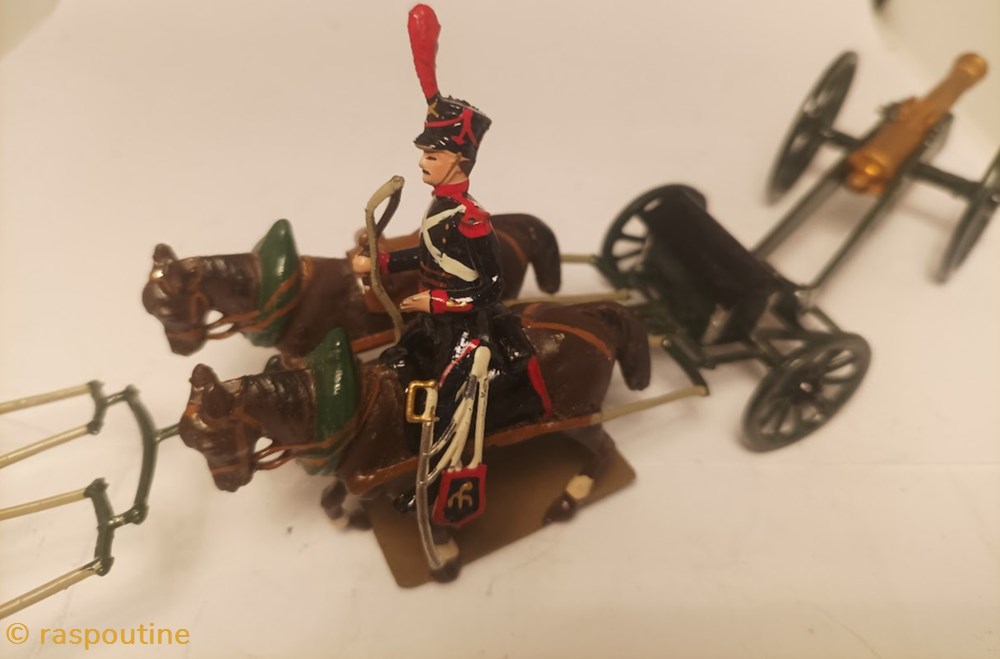 Canon Gribeauval 4 chevaux 2 personnages 3 figurines historique epoque napoleonienne canon gribeauval 4 chevaux 2 personnages