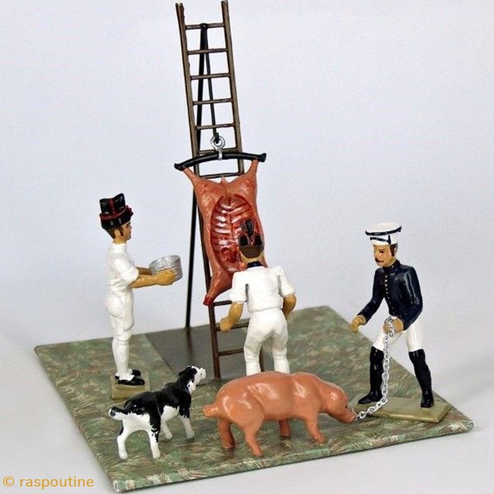 Saynète « Tuons le cochon » (« le Bivouac ») figurines historique epoque napoleonienne saynete tuons le cochon le bivouac