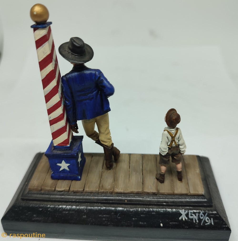 Cowboys et enfant dans la rue 3 figurines cowboys et enfant dans la rue