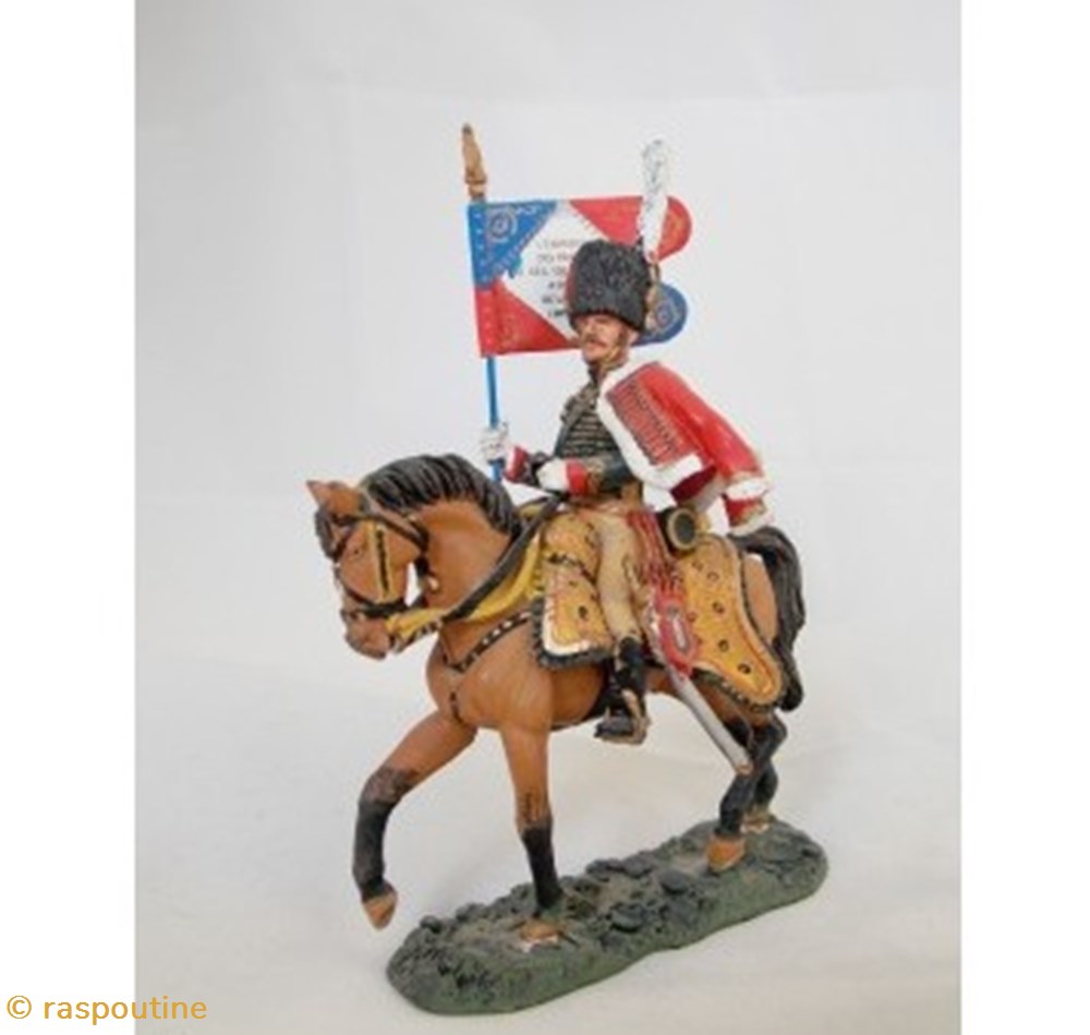 Porte drapeau Chasseur de la garde impériale 1808 figurines historiques epoque napoleonienne porte drapeau chasseur de la garde imperiale 1808