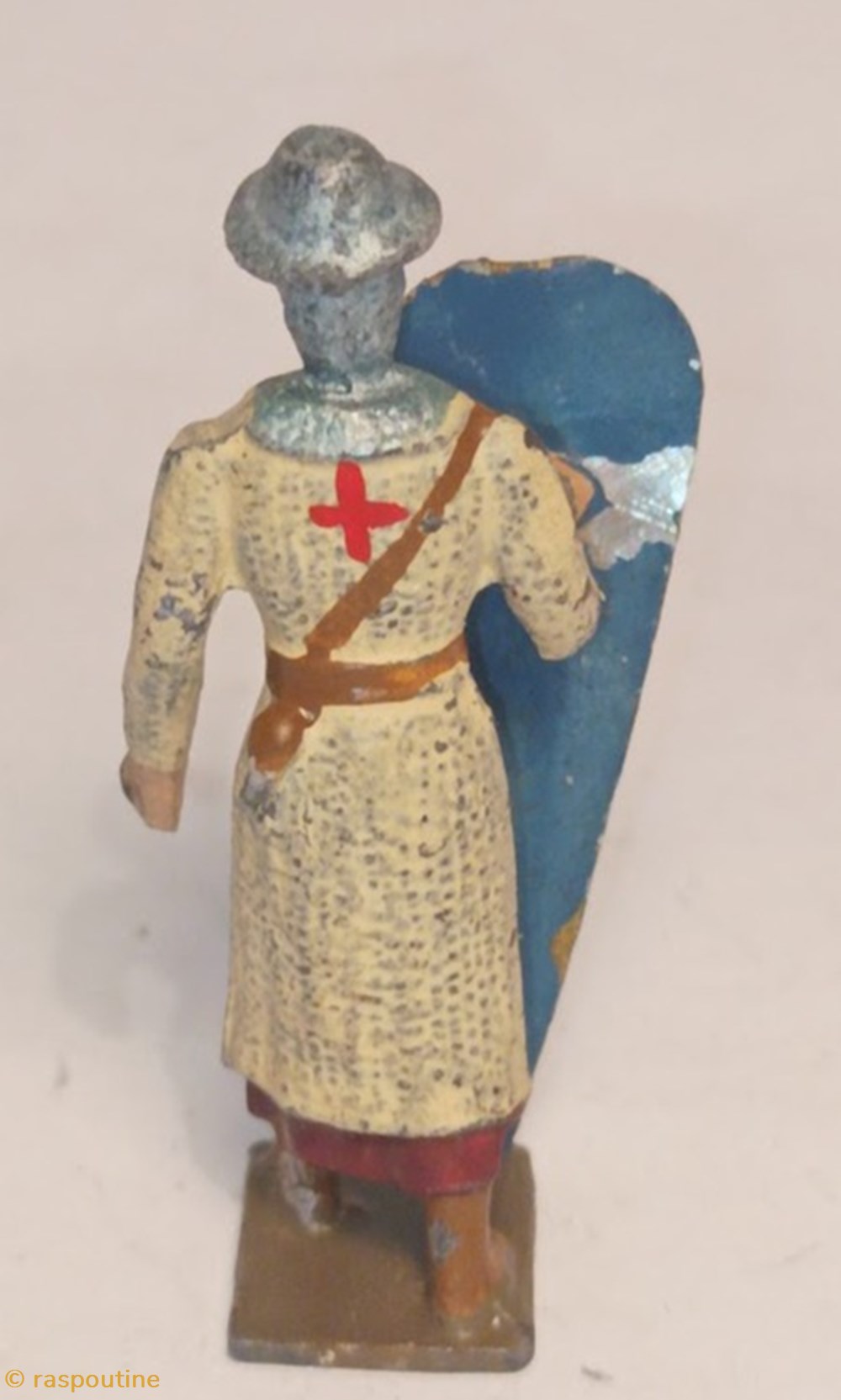 Croisé, cotte blanche 3 figurines historique moyen age croise cotte blanche