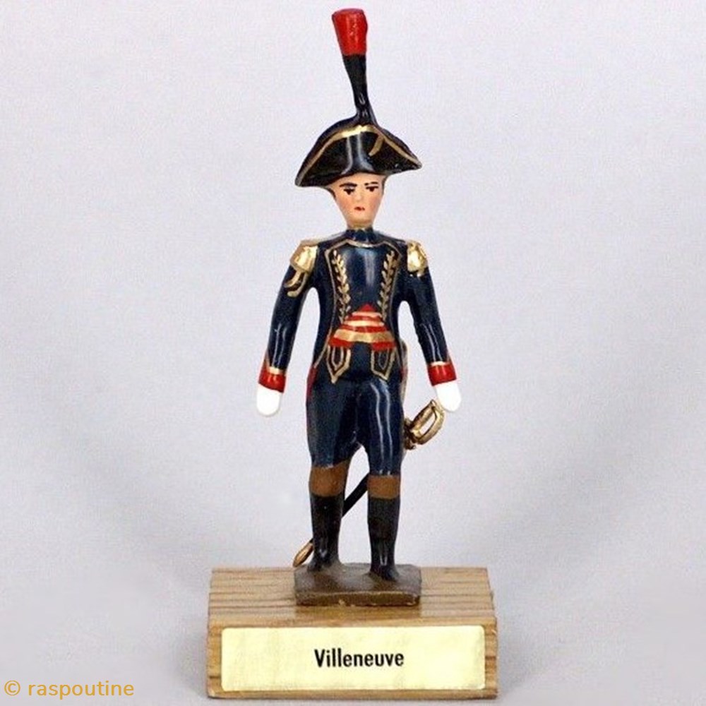 figurines historique epoque napoleonienne general villeneuve sur socle en bois