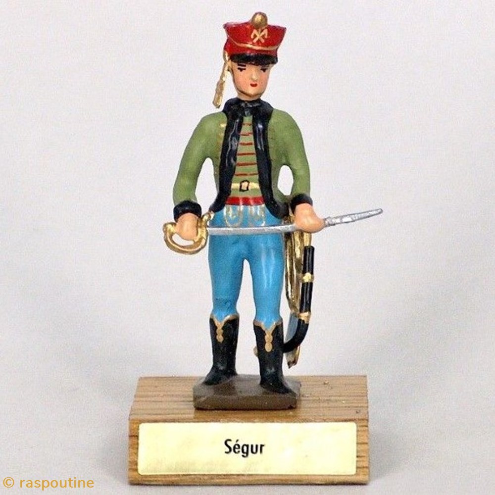 figurines historique epoque napoleonienne general segur sur socle en bois