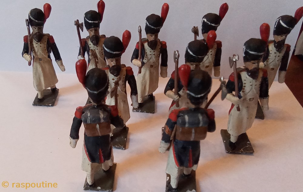 Sapeurs du 1er régiment de grenadiers de la garde impériale 3 figurines historique epoque napoleonienne sapeurs du 1er regiment de grenadiers de la garde imperiale