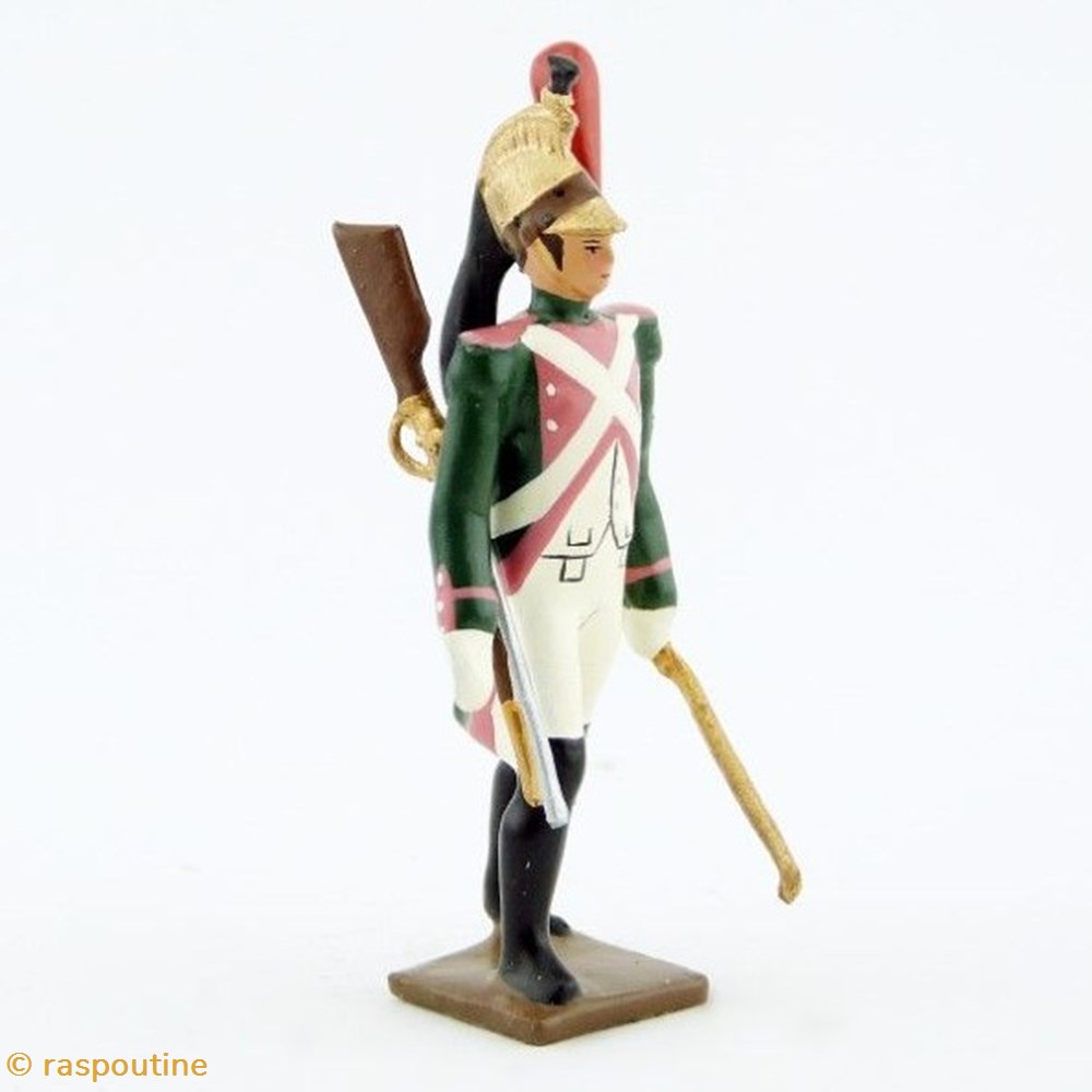 figurines historique epoque napoleonienne fantassin du 17eme rgt de dragons roses fusil sous le bras