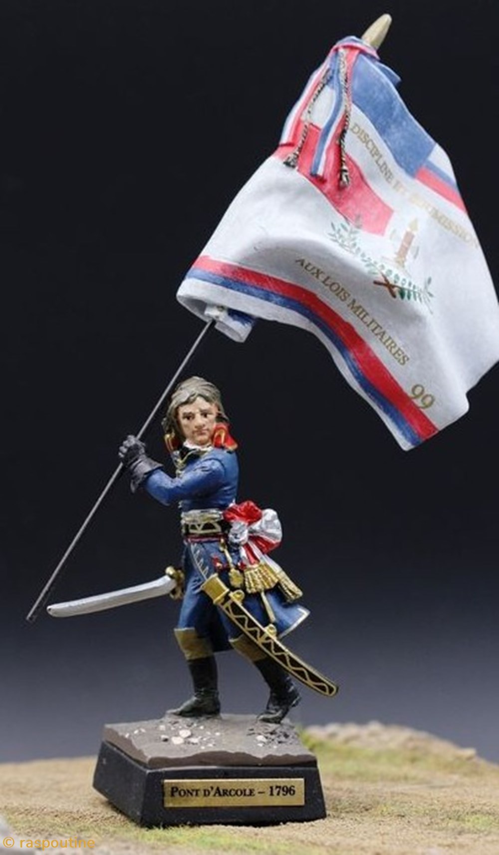 Le général Bonaparte au pont d'Arcole Italie 1796 3 figurines historiques epoque napoleonienne le general bonaparte au pont arcole italie 1796