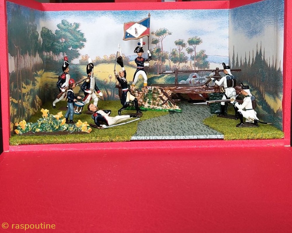Le Général Bonaparte Au Pont D'Arcole 1796 Diorama 3 figurines historique epoque napoleonienne le general bonaparte au pont arcole 1796 diorama
