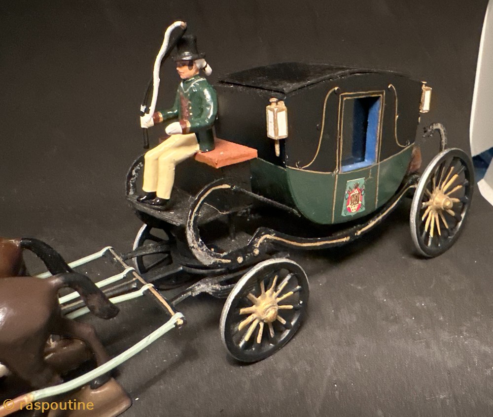 Berline de campagne de Napoléon attelé de 4 chevaux et 2 conducteurs 4 figurines historique epoque napoleonienne berline de campagne de napoleon attele de 4 chevaux et 2 conducteurs
