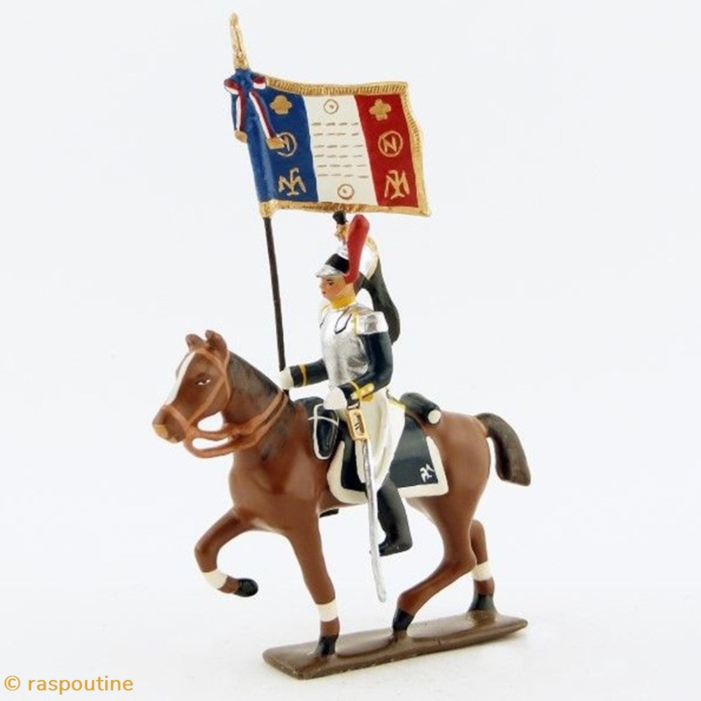 figurines historique epoque napoleonienne etendard des cuirassiers a cheval 1809