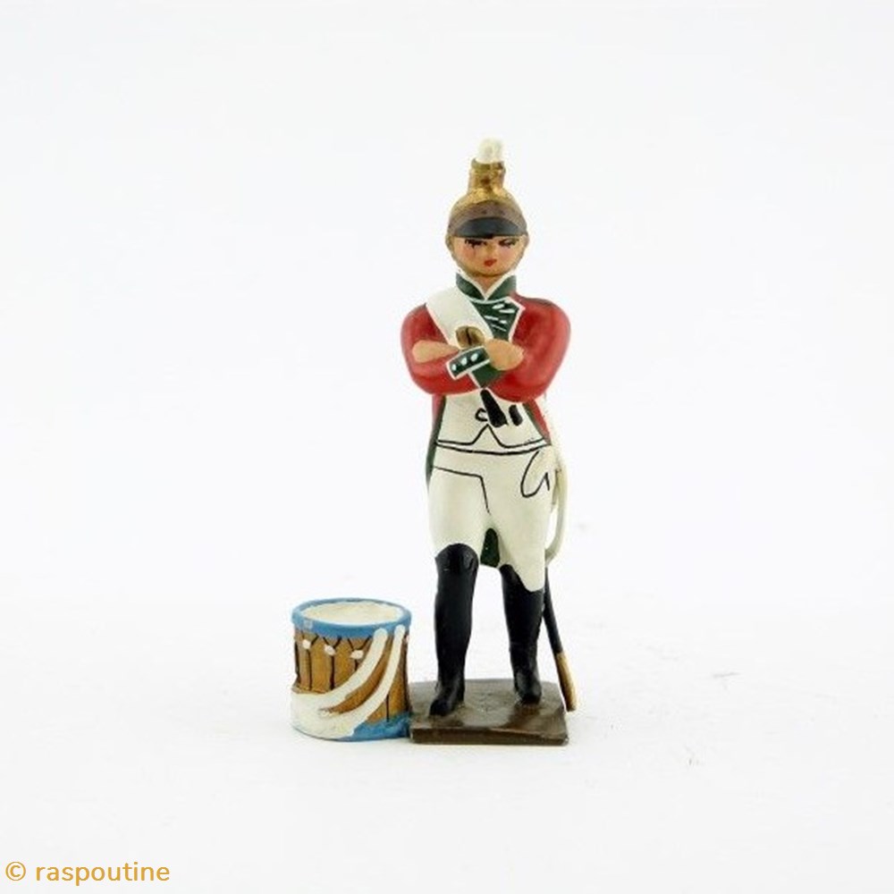Tambour du 1er rgt de dragons (tambour au pied) (1812) figurines historique epoque napoleonienne tambour du 1er rgt de dragons tambour au pied 1812