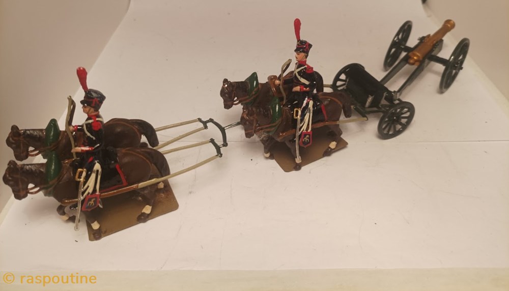 Canon Gribeauval 4 chevaux 2 personnages figurines historique epoque napoleonienne canon gribeauval 4 chevaux 2 personnages