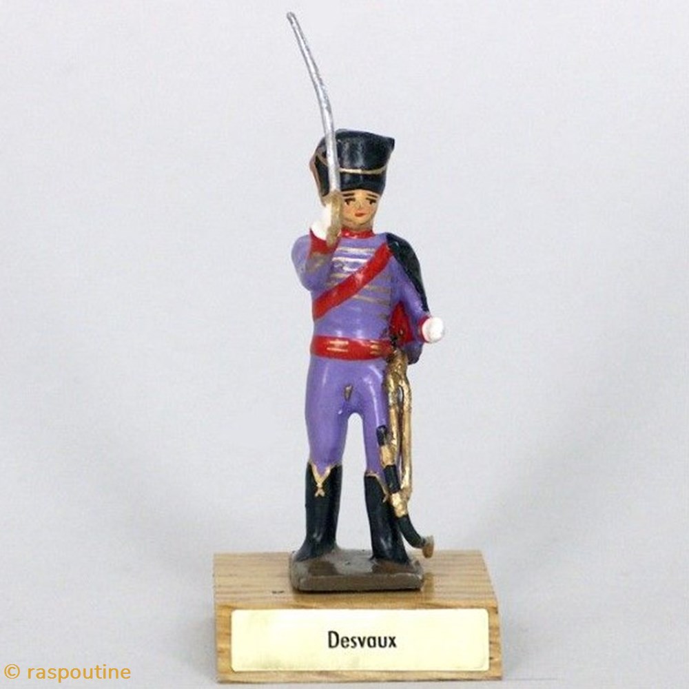 figurines historique epoque napoleonienne general desvaux sur socle bois