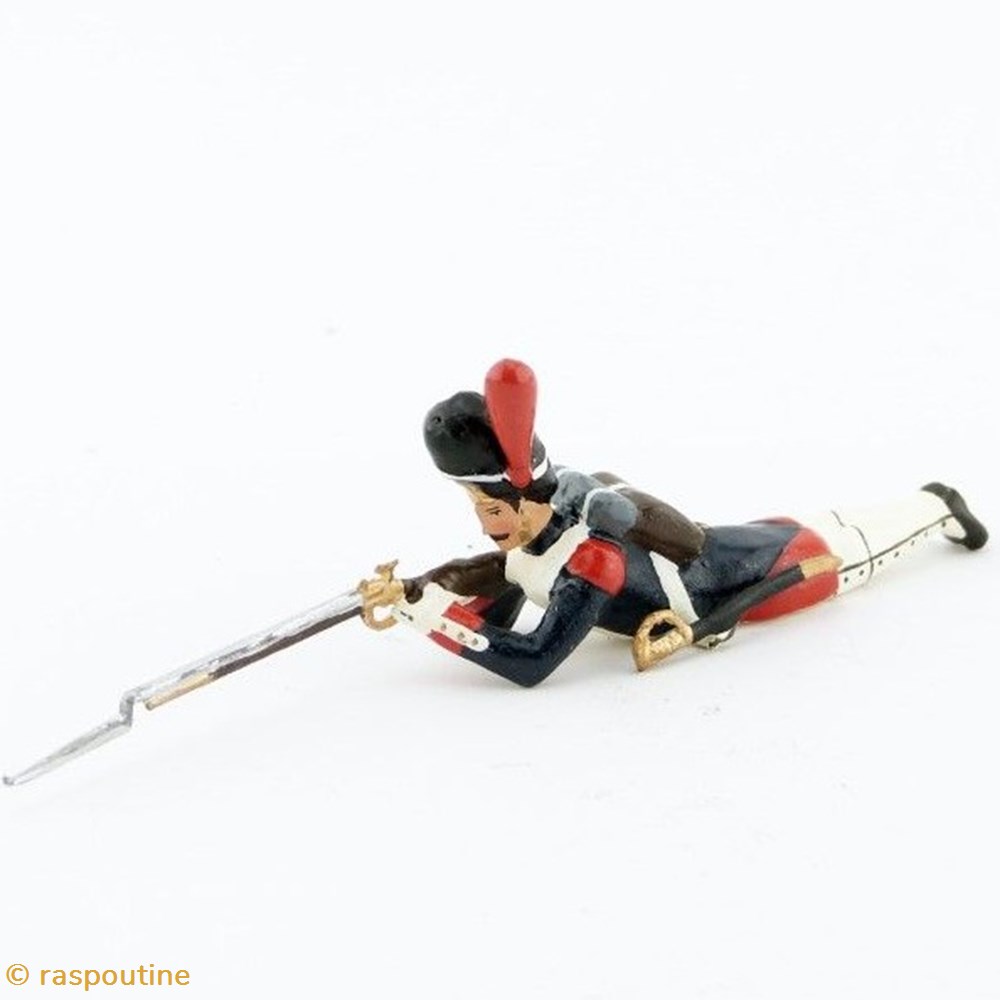 figurines historique epoque napoleonienne grenadier de la garde couche fusil en joue 1812