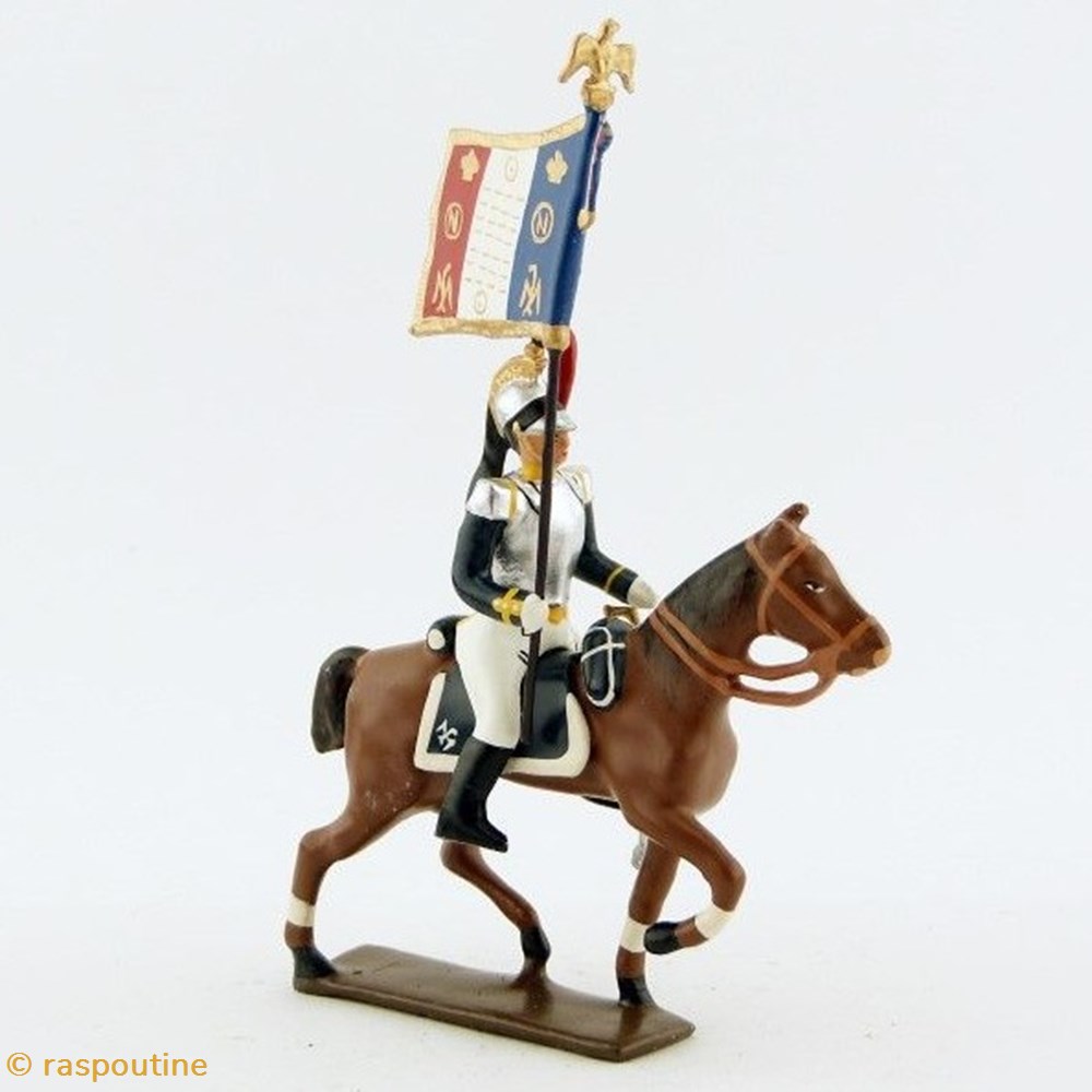 figurines historique epoque napoleonienne etendard des cuirassiers a cheval 1809