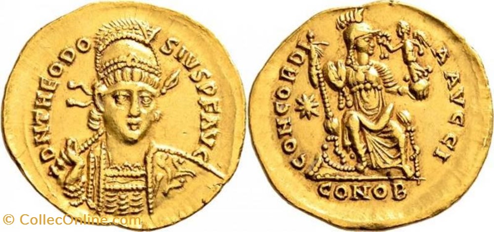 Solidus Theodose II FAUX MODERNE coin ancient b c to roman republicain imperial solidus theodose ii faux moderne