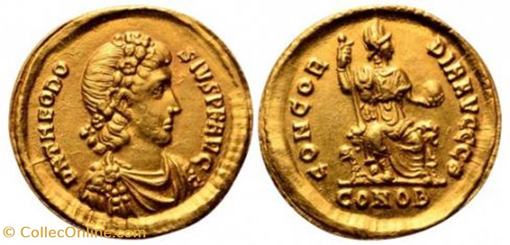 Solidus Théodose Ier faux moderne coin ancient b c to roman republicain imperial solidus theodose ier faux moderne