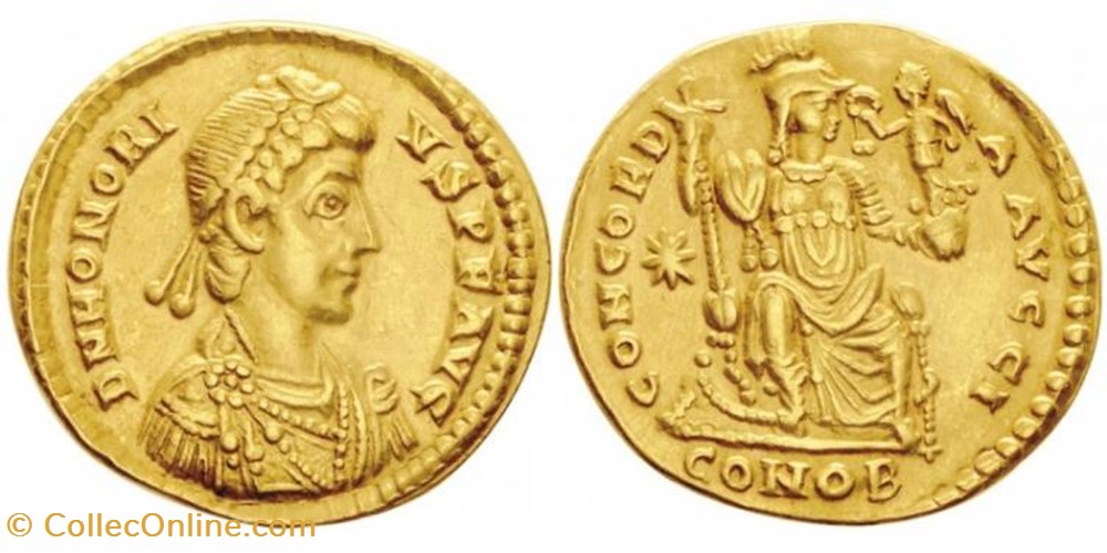 Solidus Honorius FAUX MODERNE coin ancient b c to roman republicain imperial solidus honorius faux moderne