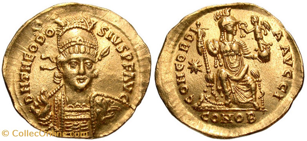 Solidus Theodose II FAUX MODERNE coin ancient b c to roman republicain imperial solidus theodose ii faux moderne