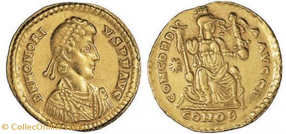 Solidus Honorius FAUX MODERNE coin ancient b c to roman republicain imperial solidus honorius faux moderne