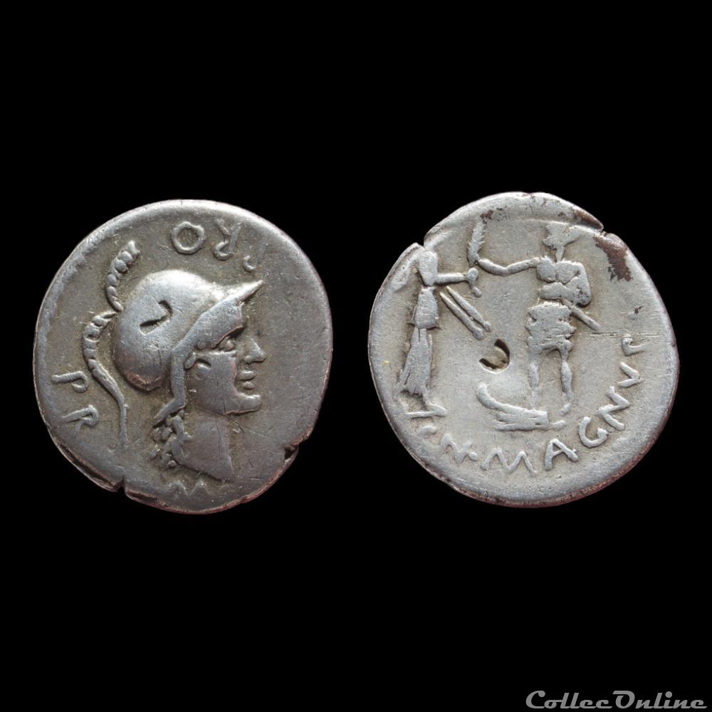 POMPÉE LE JEUNE Denier monnaie antique av jc a ap romaine republicaine imperiale pompee le jeune denier