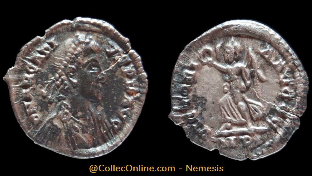 ARCADIUS Demi-Silique (R4) monnaie antique av jc ap romaine republicaine imperiale arcadius demi silique r4