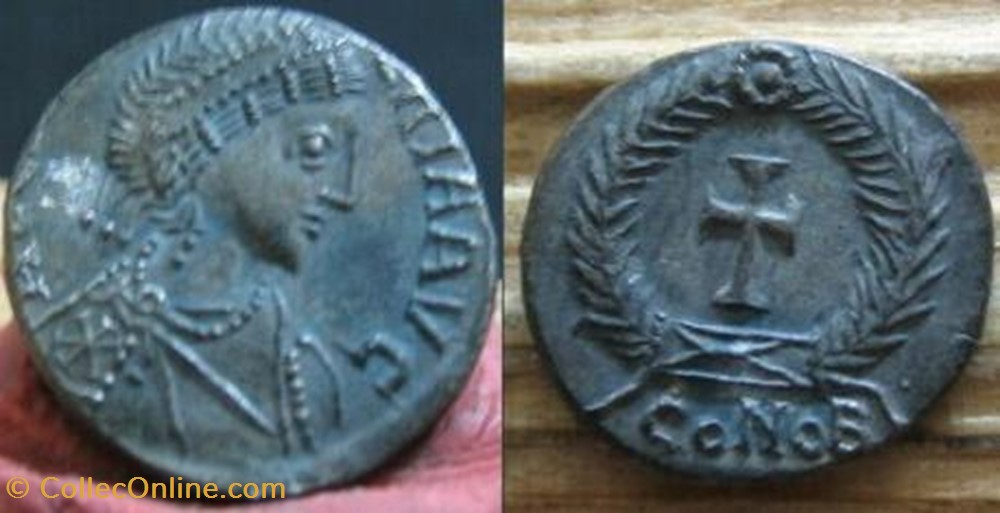 coin ancient b to roman republicain imperial silique pulcherie epouse de marcien faux moderne