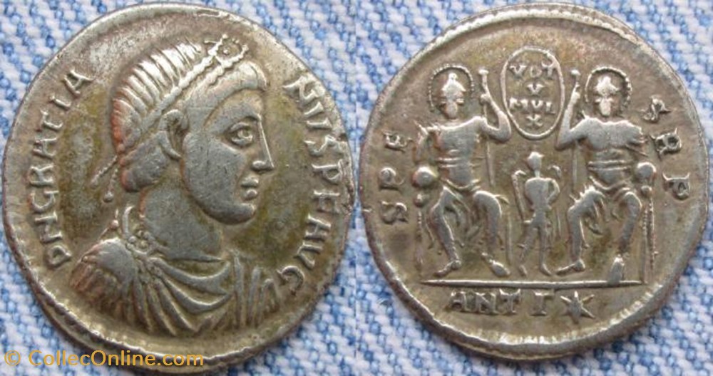 coin ancient b c to roman republicain imperial miliarense gratien faux moderne