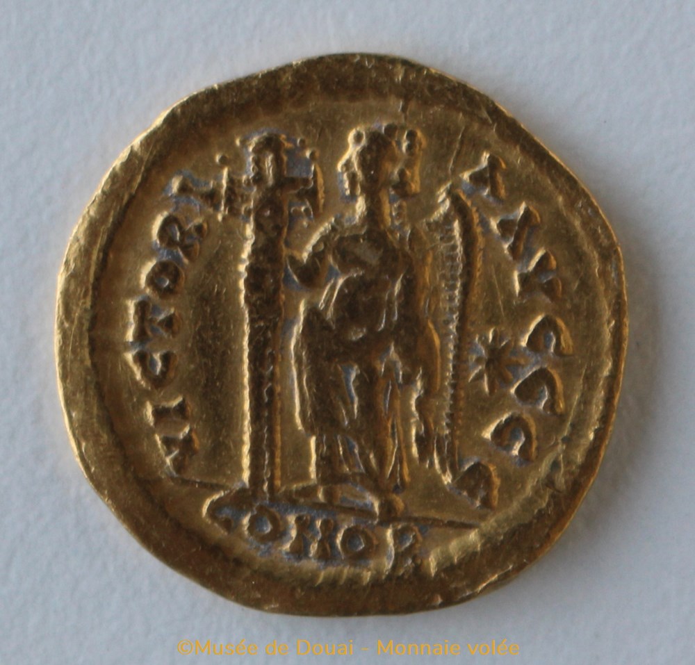 Solidus Marcien- Monnaie volée monnaies antiquite av jc ap romaines republicaines imperiales solidus marcien monnaie volee