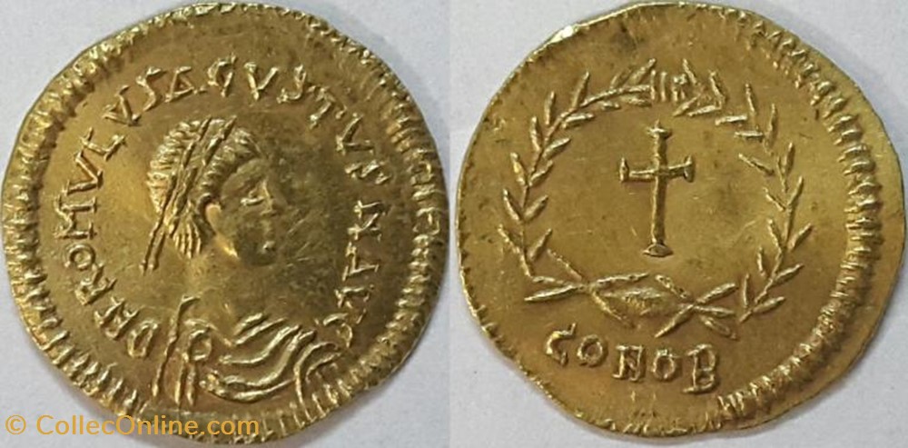 Tremissis Romulus Auguste Faux moderne coin ancient b c to roman republicain imperial tremissis romulus auguste faux moderne
