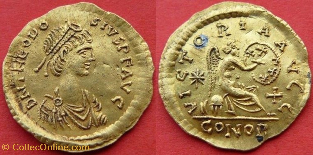 Semissis Théodose II FAUX MODERNE coin ancient b c to roman republicain imperial semissis theodose ii faux moderne