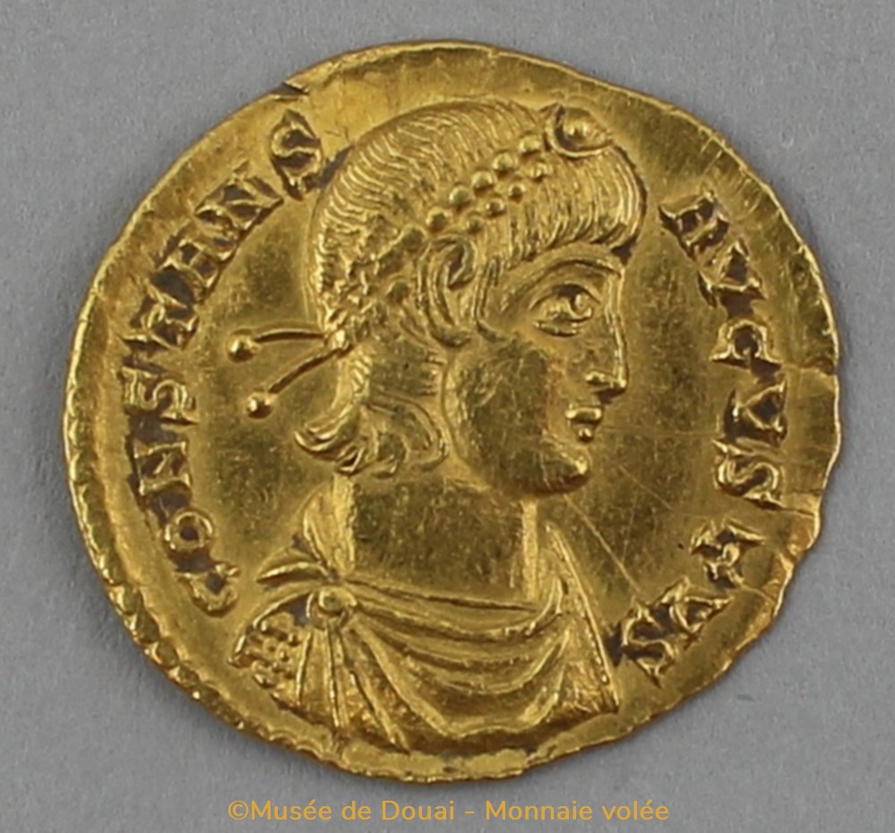 Solidus Constans - Monnaie volée monnaies antiquite av jc ap romaines republicaines imperiales solidus constans monnaie volee