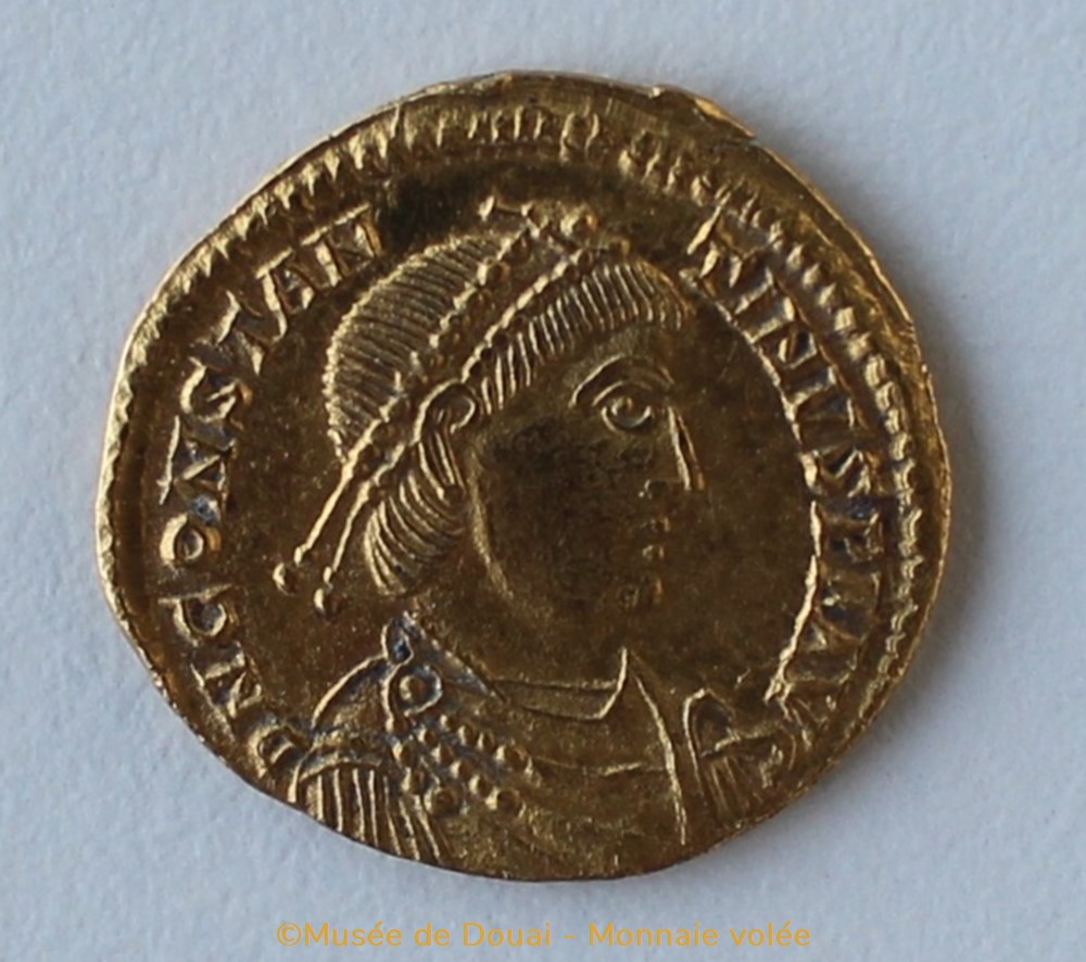 Solidus Constantin III- Monnaie volée monnaies antiquite av jc ap romaines republicaines imperiales solidus constantin iii monnaie volee