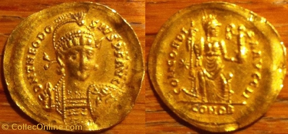 Solidus Theodose II coin ancient b c to a roman republicain imperial solidus theodose ii