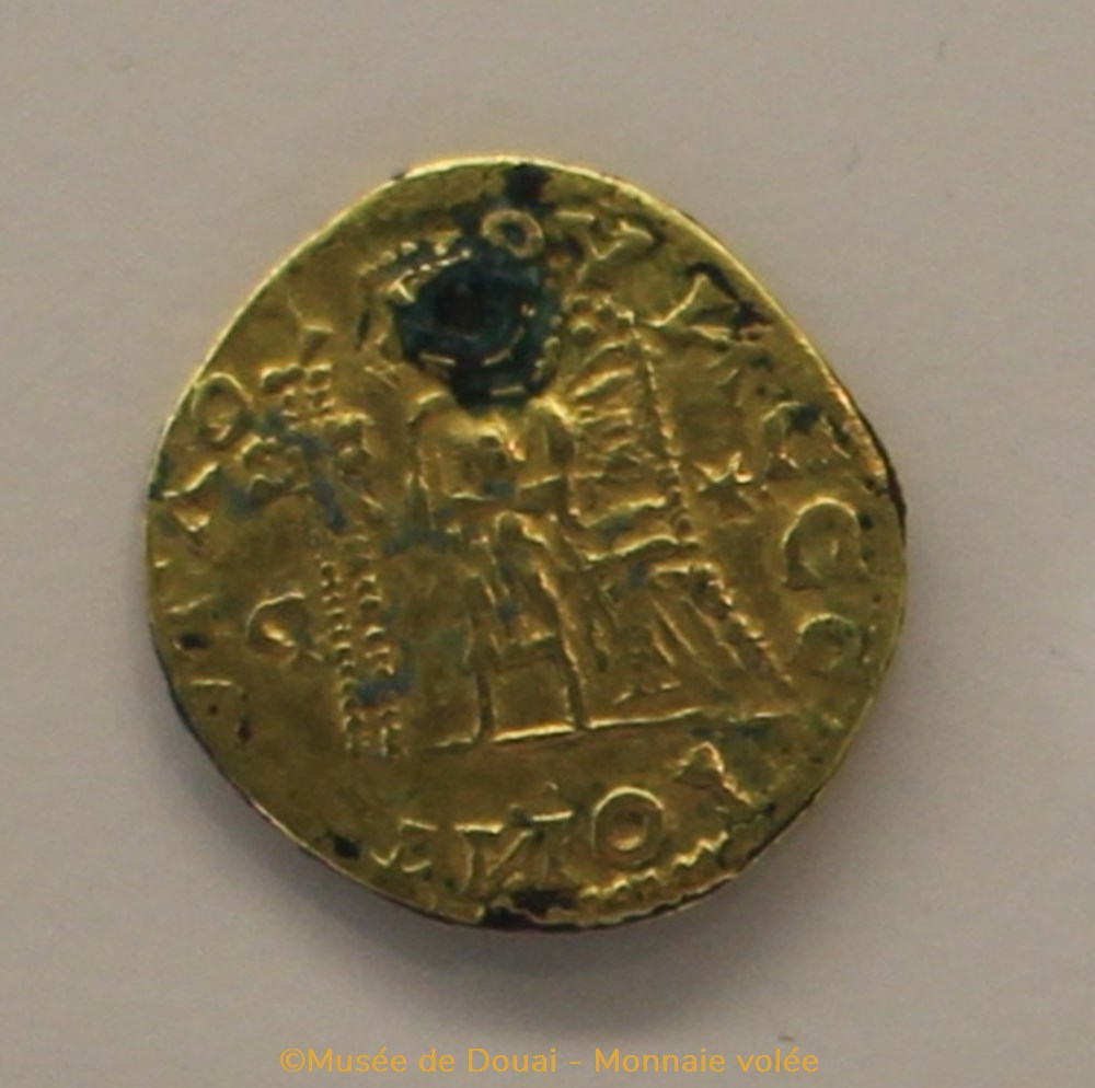 Solidus Contrefaçon d'une imitation franque - Monnaie volée monnaies france merovingiennes solidus contrefacon une imitation franque monnaie volee