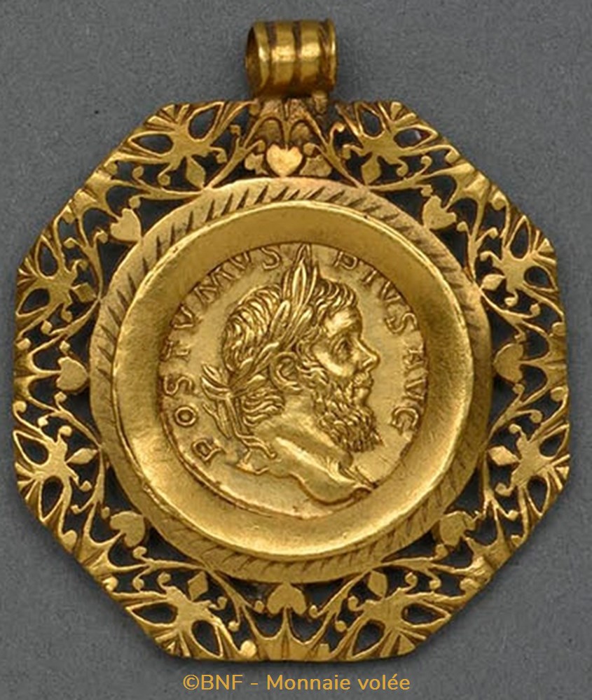Aureus Postume - Monnaie volée monnaies antiquite av jc ap romaines republicaines imperiales aureus postume monnaie volee