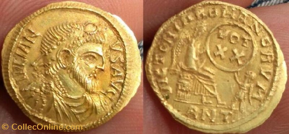 module d’un scrupule et demi or, Julien II, FAUX MODERNE coin ancient b to roman republicain imperial module d un scrupule et demi or julien ii faux moderne