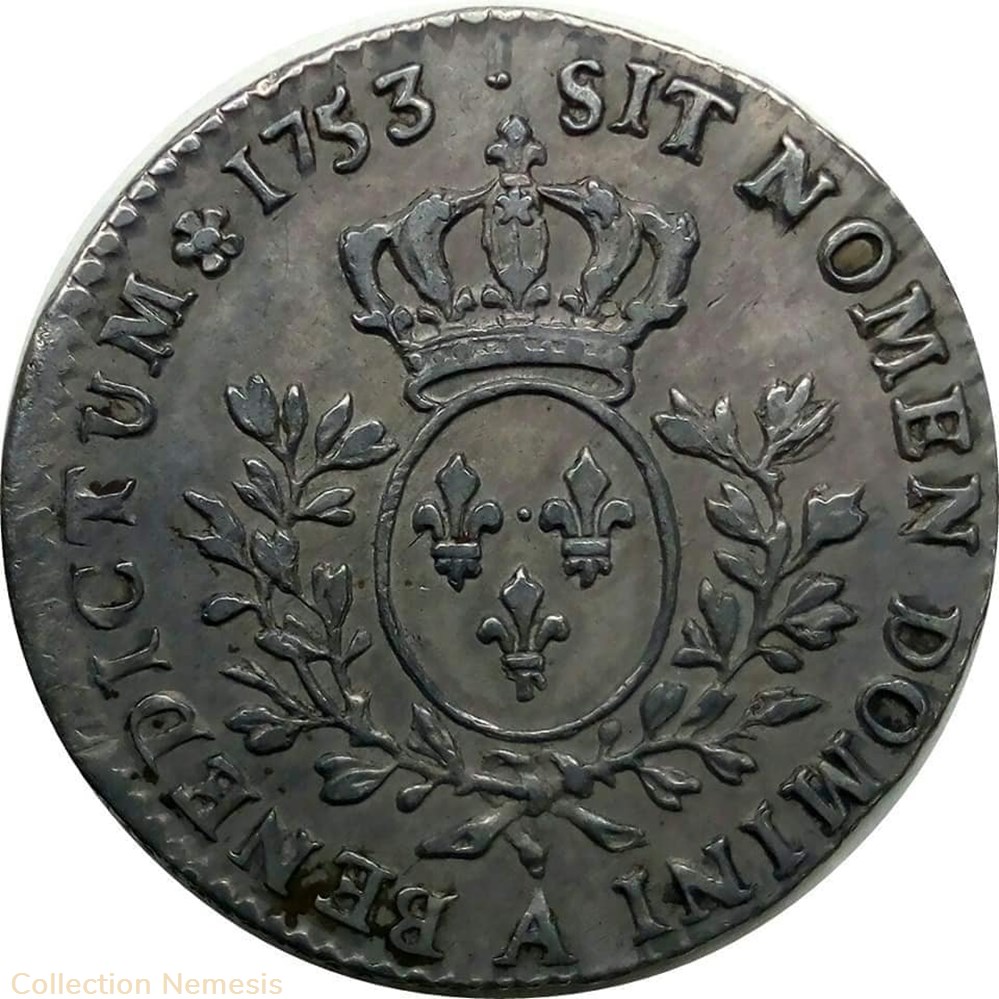1/5 écu au bandeau de 1753 A monnaie france royale 1 5 ecu au bandeau de 1753 a